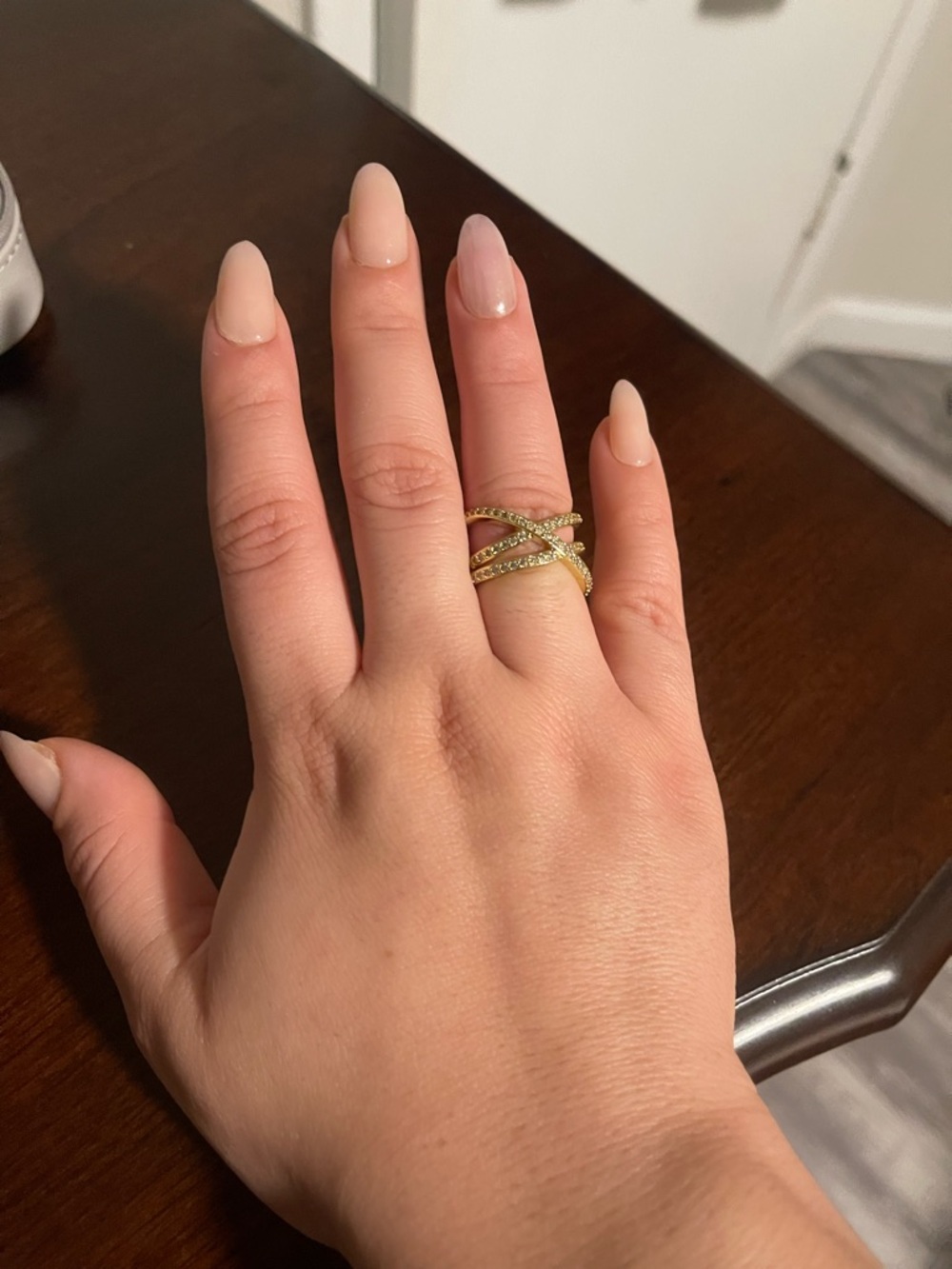 Gold Crisscross Pavé Stackable Ring - Women's Jewelry